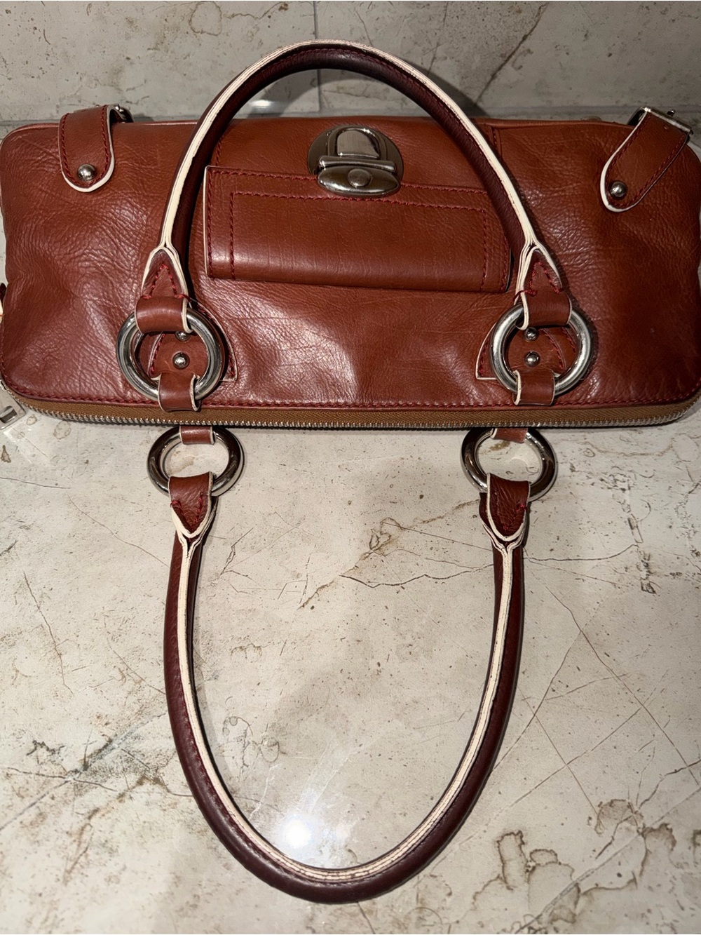 Marc Jacob’s East/West Brown Leather Top-Handle Satchel - Picture 14 of 16